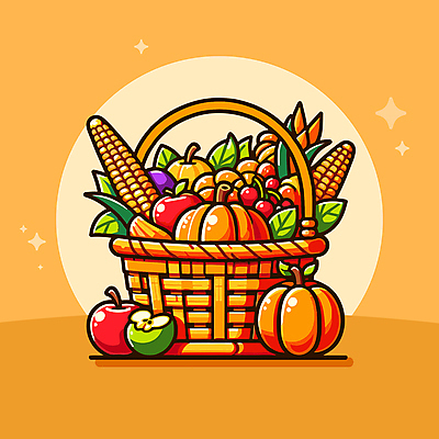 열매 농업 일러스트 호박 옥수수 사람없음 바구니 주황색 가을 사과 엘리먼트 국내일러스트 AI파일 식물 계절 산업 컬러 채소 과일 곡류 파일형식 벡터