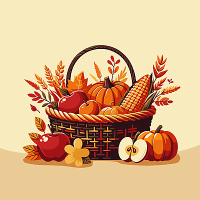 단풍 농업 일러스트 호박 옥수수 사람없음 바구니 주황색 가을 사과 엘리먼트 국내일러스트 AI파일 계절 산업 컬러 잎 채소 과일 곡류 파일형식 벡터