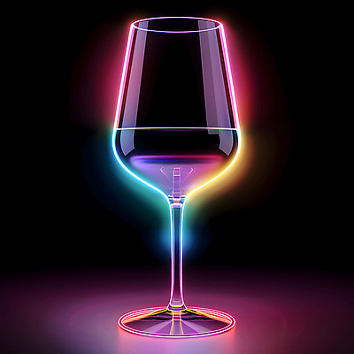 JPG 편집이미지 분홍색 와인잔 유리 사람없음 빛 반짝임 반사 어둠 투명 홀로그램 편집실사 AI포토 AI콘텐츠 컬러 술잔 모션 재질 CG 파일형식