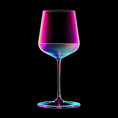 JPG 편집이미지 분홍색 와인잔 유리 사람없음 빛 반짝임 반사 어둠 투명 홀로그램 편집실사 AI포토 AI콘텐츠 컬러 술잔 모션 재질 CG 파일형식