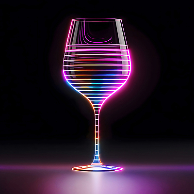 JPG 편집이미지 분홍색 와인잔 유리 사람없음 빛 반짝임 반사 어둠 투명 홀로그램 편집실사 AI포토 AI콘텐츠 컬러 술잔 모션 재질 CG 파일형식