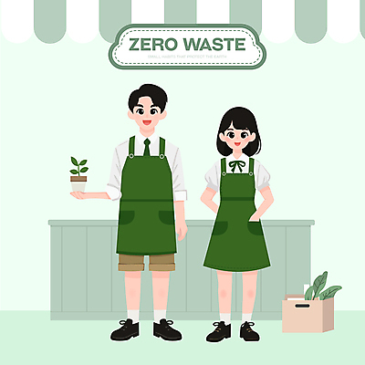 전신 식물 여자 남자 화분 인물캐릭터 일러스트 들기 성인 두명 초록색 상자 자연보호 앞치마 재활용 에코 친환경 차양 성인만 제로웨이스트 다회용품 탄소제로 일러캐릭터 AI파일 캐릭터 컬러 모션 자연 사람 환경 그린캠페인 보호 사회이슈 재활용품 파일형식 벡터