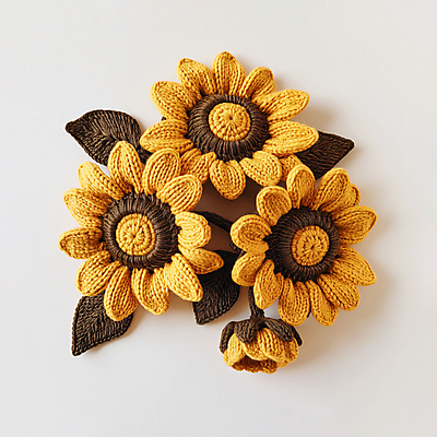 JPG 편집이미지 꽃다발 해바라기 사람없음 장식 노란색 뜨개질 털실 디지털합성 수공예 핸드메이드 편집소스 편집실사 AI포토 AI콘텐츠 꽃 컬러 취미 실 공예 CG 파일형식