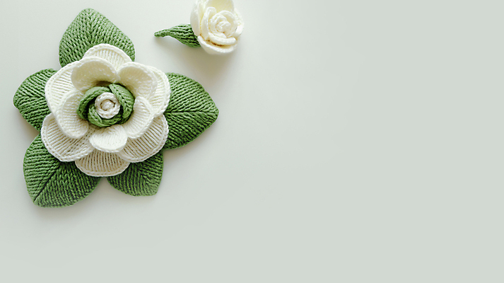 JPG 편집이미지 꽃 잎 사람없음 장식 초록색 뜨개질 털실 디지털합성 수공예 핸드메이드 카피스페이스 편집소스 편집실사 AI포토 AI콘텐츠 식물 컬러 취미 공백 실 공예 CG 파일형식