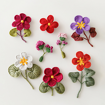 JPG 편집이미지 잎 사람없음 장식 빨간색 뜨개질 털실 디지털합성 수공예 제라늄 핸드메이드 편집소스 편집실사 AI포토 AI콘텐츠 식물 컬러 취미 실 공예 CG 파일형식