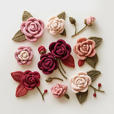 JPG 편집이미지 분홍색 잎 사람없음 장식 장미 뜨개질 털실 디지털합성 수공예 핸드메이드 편집소스 편집실사 AI포토 AI콘텐츠 식물 꽃 컬러 취미 실 공예 CG 파일형식