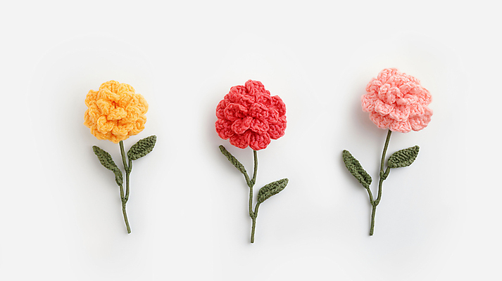 JPG 편집이미지 사람없음 장식 뜨개질 털실 카네이션 디지털합성 수공예 핸드메이드 편집소스 편집실사 AI포토 AI콘텐츠 꽃 취미 실 공예 CG 파일형식