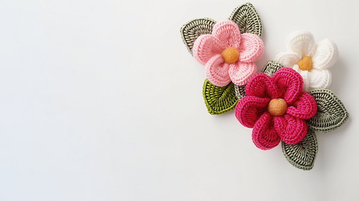 JPG 편집이미지 분홍색 잎 사람없음 장식 뜨개질 털실 디지털합성 수공예 베고니아 핸드메이드 카피스페이스 편집소스 편집실사 AI포토 AI콘텐츠 식물 꽃 컬러 취미 공백 실 공예 CG 파일형식