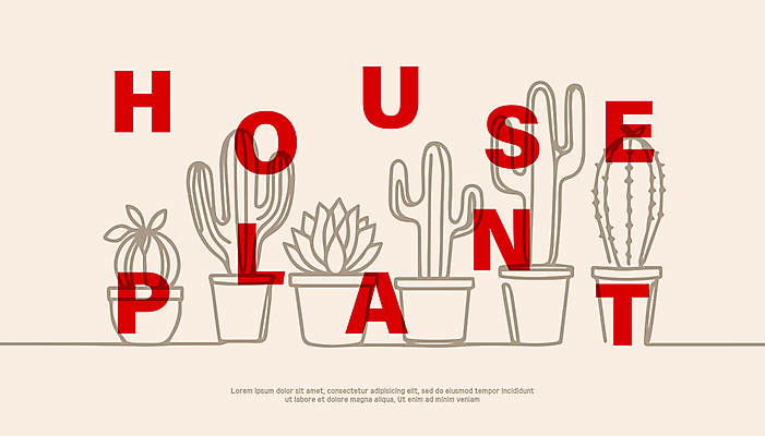 식물 화분 일러스트 텍스트 선인장 사람없음 라인아트 심플 단순화된 국내일러스트 AI파일 선 파일형식 벡터