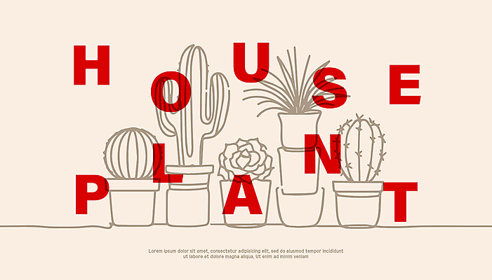 식물 화분 일러스트 텍스트 선인장 사람없음 라인아트 심플 단순화된 국내일러스트 AI파일 선 파일형식 벡터