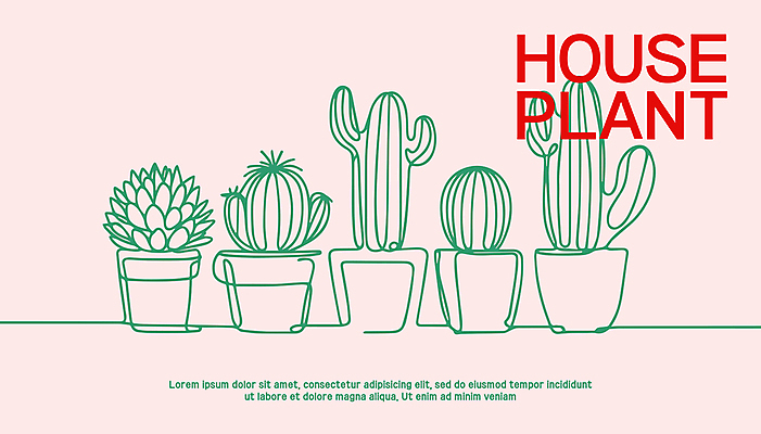 식물 화분 일러스트 텍스트 선인장 사람없음 라인아트 심플 단순화된 국내일러스트 AI파일 선 파일형식 벡터