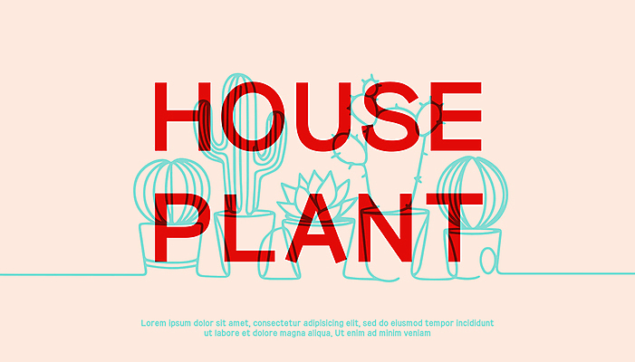 식물 화분 일러스트 텍스트 선인장 사람없음 라인아트 심플 단순화된 국내일러스트 AI파일 선 파일형식 벡터