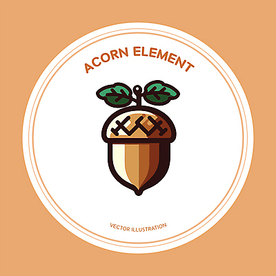 일러스트 사람없음 갈색 가을 원형 풀잎 도토리 엘리먼트 국내일러스트 AI파일 도형 계절 컬러 잎 견과류 풀_식물 파일형식 벡터