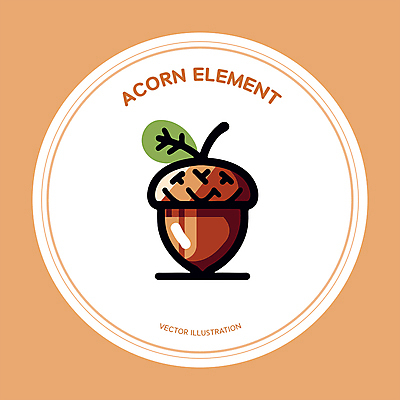 일러스트 사람없음 갈색 가을 원형 풀잎 도토리 엘리먼트 국내일러스트 AI파일 도형 계절 컬러 잎 견과류 풀_식물 파일형식 벡터