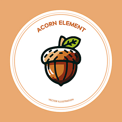 일러스트 사람없음 갈색 가을 원형 풀잎 도토리 엘리먼트 국내일러스트 AI파일 도형 계절 컬러 잎 견과류 풀_식물 파일형식 벡터