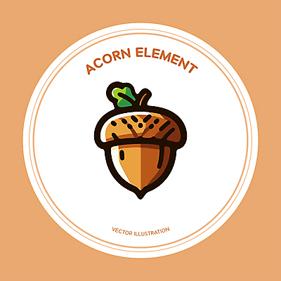 일러스트 사람없음 갈색 가을 원형 풀잎 도토리 엘리먼트 국내일러스트 AI파일 도형 계절 컬러 잎 견과류 풀_식물 파일형식 벡터