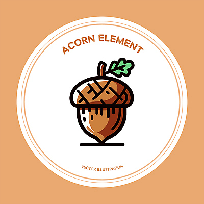 일러스트 사람없음 갈색 가을 원형 풀잎 도토리 엘리먼트 국내일러스트 AI파일 도형 계절 컬러 잎 견과류 풀_식물 파일형식 벡터