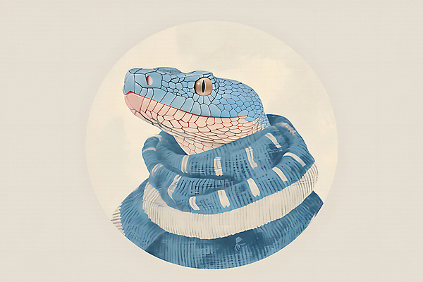 JPG 패션 일러스트 사람없음 파란색 원형 뱀 터틀넥 국내일러스트 푸른뱀 AI일러스트 AI콘텐츠 도형 컬러 파충류 스웨터 파일형식