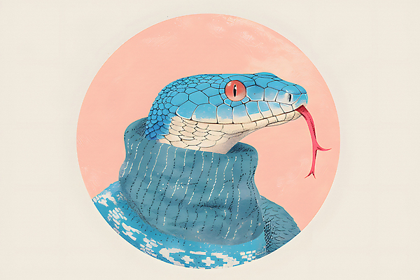 JPG 패션 일러스트 사람없음 파란색 원형 뱀 터틀넥 국내일러스트 푸른뱀 AI일러스트 AI콘텐츠 도형 컬러 파충류 스웨터 파일형식