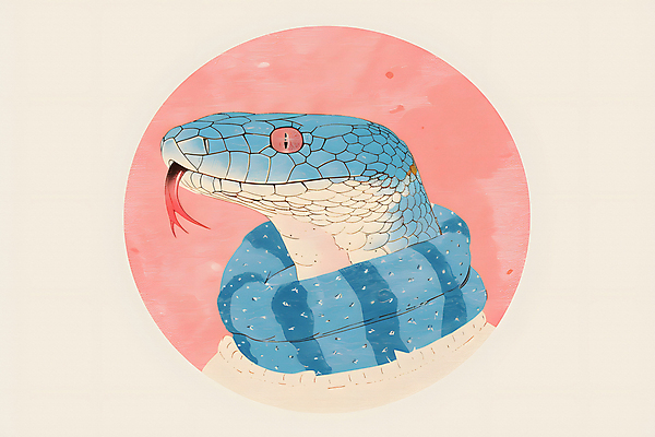 JPG 패션 일러스트 사람없음 파란색 원형 뱀 터틀넥 국내일러스트 푸른뱀 AI일러스트 AI콘텐츠 도형 컬러 파충류 스웨터 파일형식