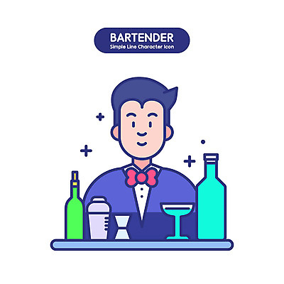 남자 인물캐릭터 일러스트 술병 주류 직업캐릭터 한명 미소 상반신 성인 칵테일 바 서비스업 칵테일잔 바텐더 단순화된 성인남자한명만 셰이커 일러캐릭터 AI파일 직업 캐릭터 1 산업 음료 술잔 병_용기 표정 사람 남자한명만 성인남자만 파일형식 벡터
