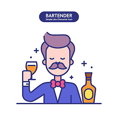 남자 인물캐릭터 일러스트 술병 주류 직업캐릭터 한명 미소 들기 상반신 성인 눈감음 칵테일 바 서비스업 칵테일잔 바텐더 단순화된 성인남자한명만 일러캐릭터 AI파일 직업 캐릭터 1 산업 음료 술잔 모션 병_용기 표정 사람 남자한명만 성인남자만 파일형식 벡터