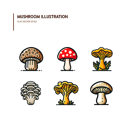 일러스트 사람없음 버섯 수확 식용버섯 팽이버섯 아이보리 엘리먼트 국내일러스트 AI파일 컬러 농업 파일형식 벡터