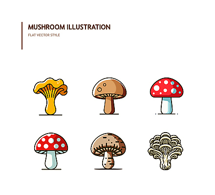 일러스트 사람없음 버섯 수확 식용버섯 팽이버섯 엘리먼트 국내일러스트 AI파일 농업 파일형식 벡터