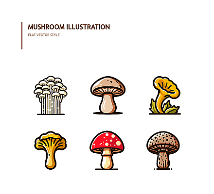 일러스트 사람없음 버섯 수확 식용버섯 팽이버섯 엘리먼트 국내일러스트 AI파일 농업 파일형식 벡터