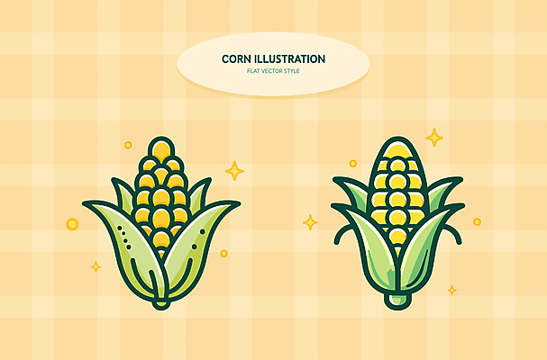 패턴 일러스트 그림자 옥수수 사람없음 반짝임 농작물 노란색 체크무늬 엘리먼트 국내일러스트 AI파일 컬러 무늬 농업 모션 곡류 파일형식 벡터