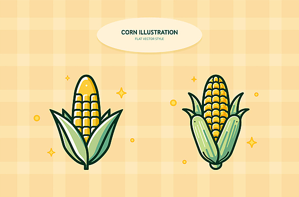 패턴 일러스트 그림자 옥수수 사람없음 반짝임 농작물 노란색 체크무늬 엘리먼트 국내일러스트 AI파일 컬러 무늬 농업 모션 곡류 파일형식 벡터