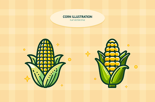 패턴 일러스트 그림자 옥수수 사람없음 반짝임 농작물 노란색 체크무늬 엘리먼트 국내일러스트 AI파일 컬러 무늬 농업 모션 곡류 파일형식 벡터