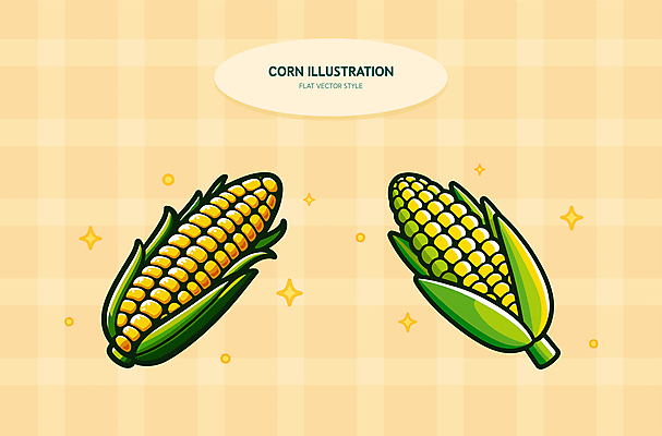 패턴 일러스트 그림자 옥수수 사람없음 반짝임 농작물 노란색 체크무늬 엘리먼트 국내일러스트 AI파일 컬러 무늬 농업 모션 곡류 파일형식 벡터