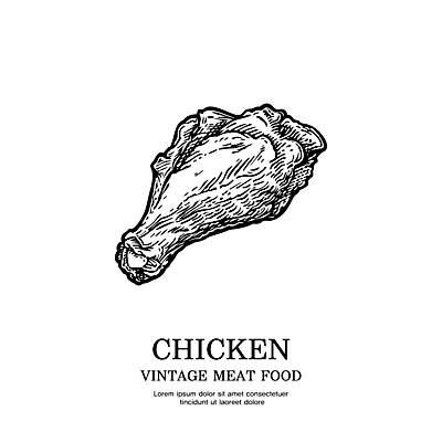 일러스트 흑백 육류 사람없음 치킨 닭 빈티지 스케치 심볼 판화 닭봉 국내일러스트 AI파일 컨셉 식재료 조류 촬영기법 미술 닭고기 닭고기요리 파일형식 벡터