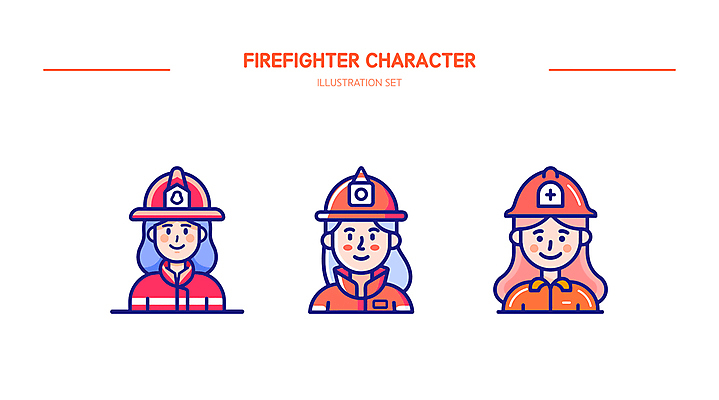 여자 인물캐릭터 일러스트 직업캐릭터 미소 웃음 안전 상반신 성인 빨간색 세명 자신감 소방관 소방 방화복 소방관모자 소방대 엘리먼트 성인여자만 방호복 일러캐릭터 AI파일 직업 캐릭터 모자_잡화 옷 감정 컬러 표정 사람 구조원 여자만 성인만 파일형식 벡터