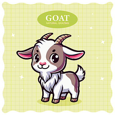 동물캐릭터 일러스트 염소 뿔 웃음 사람없음 연두색 반짝임 귀여움 염소뿔 일러캐릭터 AI파일 동물 캐릭터 컨셉 포유류 모션 표정 초록색 파일형식 벡터