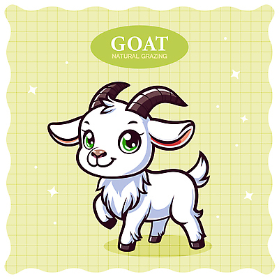 동물캐릭터 일러스트 염소 뿔 웃음 사람없음 연두색 반짝임 귀여움 염소뿔 일러캐릭터 AI파일 동물 캐릭터 컨셉 포유류 모션 표정 초록색 파일형식 벡터