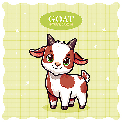 동물캐릭터 일러스트 염소 뿔 웃음 사람없음 연두색 반짝임 귀여움 염소뿔 일러캐릭터 AI파일 동물 캐릭터 컨셉 포유류 모션 표정 초록색 파일형식 벡터