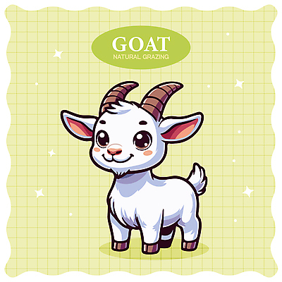동물캐릭터 일러스트 염소 뿔 웃음 사람없음 연두색 반짝임 귀여움 염소뿔 일러캐릭터 AI파일 동물 캐릭터 컨셉 포유류 모션 표정 초록색 파일형식 벡터