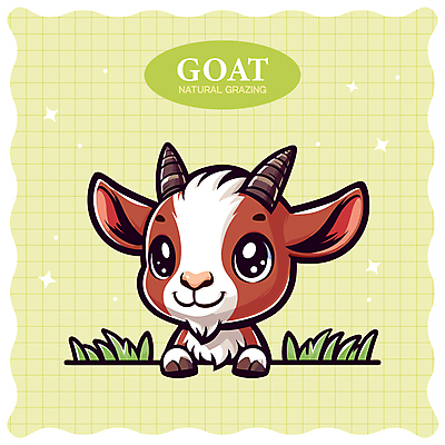 동물캐릭터 일러스트 염소 뿔 웃음 사람없음 연두색 반짝임 귀여움 염소뿔 일러캐릭터 AI파일 동물 캐릭터 컨셉 포유류 모션 표정 초록색 파일형식 벡터