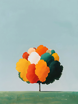 JPG 나무 단풍 일러스트 자연 하늘 잔디 사람없음 컬러풀 평화 가을 그림 카피스페이스 국내일러스트 AI일러스트 AI콘텐츠 식물 계절 컬러 컨셉 잎 공백 생태계 파일형식