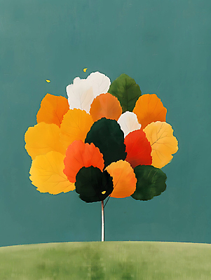 JPG 나무 단풍 일러스트 자연 사람없음 컬러풀 평화 가을 그림 카피스페이스 국내일러스트 AI일러스트 AI콘텐츠 식물 계절 컬러 컨셉 잎 공백 생태계 파일형식