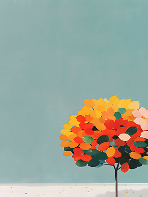 JPG 나무 단풍 일러스트 자연 사람없음 컬러풀 평화 가을 그림 카피스페이스 국내일러스트 AI일러스트 AI콘텐츠 식물 계절 컬러 컨셉 잎 공백 생태계 파일형식