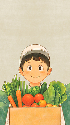 JPG 모자 남자 토마토 일러스트 오이 한명 들기 상반신 성인 농작물 당근 신선 배달원 배송 파 시금치 택배상자 성인남자한명만 카피스페이스 국내일러스트 AI일러스트 AI콘텐츠 직업 1 잡화 농업 채소 모션 뿌리채소 사람 상자 공백 택배 남자한명만 성인남자만 파일형식