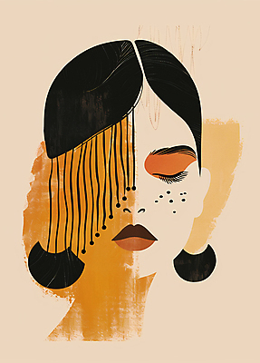 JPG 여자 일러스트 한명 상반신 성인 갈색 눈감음 귀걸이 가을 빈티지 주근깨 성인여자한명만 국내일러스트 AI일러스트 AI콘텐츠 1 계절 컬러 컨셉 장신구 모션 사람 점 여자한명만 성인여자만 파일형식