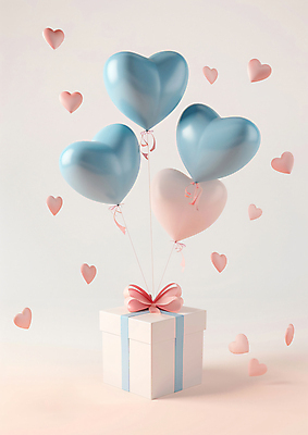 JPG 편집이미지 행복 리본 분홍색 하늘색 이벤트 사람없음 선물상자 공간 기쁨 하트풍선 편집실사 AI포토 AI콘텐츠 감정 컬러 선물 파란색 상자 하트 CG 풍선 파일형식