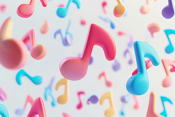 JPG 편집이미지 교육 음악 음표 사람없음 컬러풀 떠있는 가득함 즐거움 편집실사 AI컴퓨터그래픽 AI콘텐츠 기호 감정 컬러 모션 문화예술 CG 파일형식