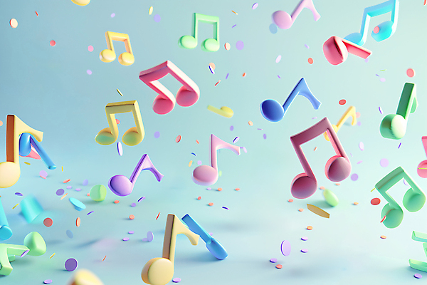 JPG 편집이미지 교육 음악 음표 사람없음 컬러풀 원형 즐거움 꽃가루 편집실사 AI컴퓨터그래픽 AI콘텐츠 도형 기호 감정 컬러 문화예술 가루 CG 파일형식