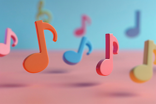 JPG 편집이미지 교육 음악 음표 그림자 사람없음 컬러풀 떠있는 즐거움 편집실사 AI컴퓨터그래픽 AI콘텐츠 기호 감정 컬러 모션 문화예술 CG 파일형식