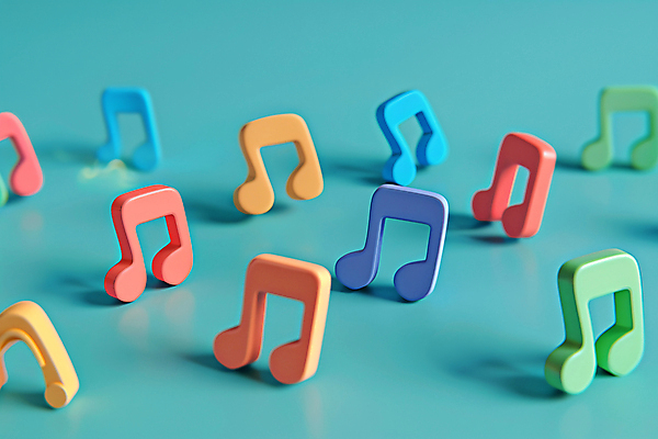 JPG 편집이미지 교육 음악 음표 그림자 사람없음 컬러풀 즐거움 편집실사 AI컴퓨터그래픽 AI콘텐츠 기호 감정 컬러 문화예술 CG 파일형식